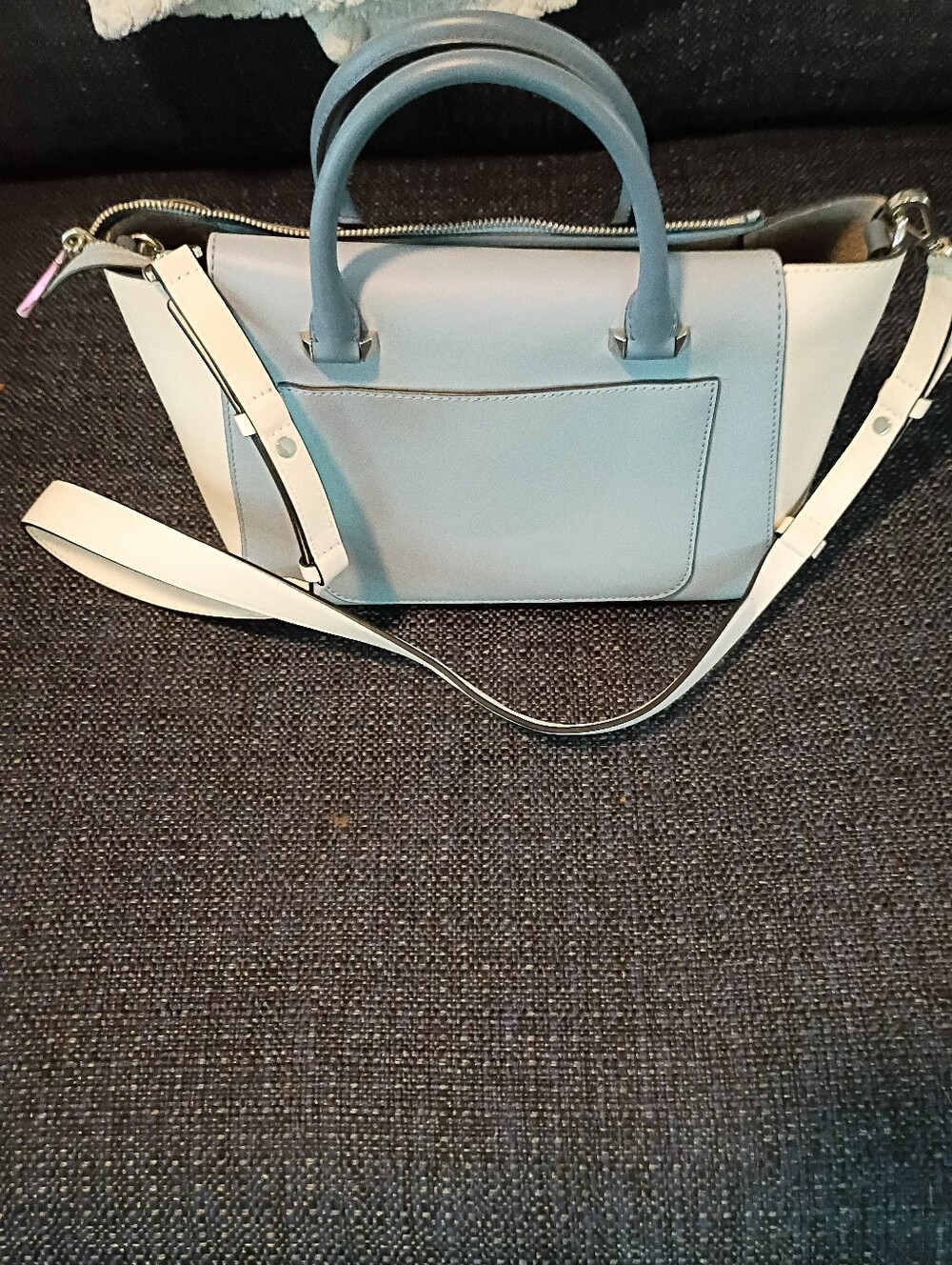 Michael Kors Light Blue and White Satchel